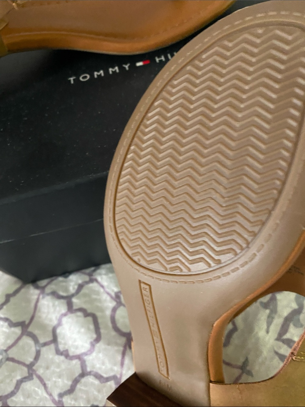 Tommy Hilfiger Brown/Tan Leather Slingback Sandals - Picture 3 of 5